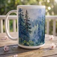 Set of Big Mugs, Forest Cup Set, Large 15 oz Matching Cups