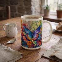 Butterfly Cups Set -  Large and Small Ceramic Mugs