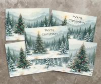 Holiday Greeting Cards, 3 Pack, Christmas Trees, Bulk Set of Gift Cards