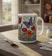 Butterfly Cups Set -  Large and Small Ceramic Mugs