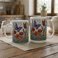 Butterfly Cups Set -  Large and Small Ceramic Mugs