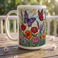 Butterfly Cups Set -  Large and Small Ceramic Mugs