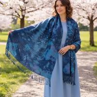 Hand Dyed Tie Dye Pashmina, Blanket Shawl, Wide Scarf, Head Wrap - Rayon Shawl