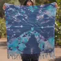 Hand Dyed Tie Dye Pashmina, Blanket Shawl, Wide Scarf, Head Wrap - Rayon Shawl