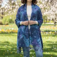 Hand Dyed Tie Dye Pashmina, Blanket Shawl, Wide Scarf, Head Wrap - Rayon Shawl