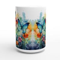 Set of Big Mugs, Butterfly Cup Set, Large 15 oz Matching Cups