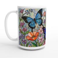 Set of Big Mugs, Butterfly Cup Set, Large 15 oz Matching Cups