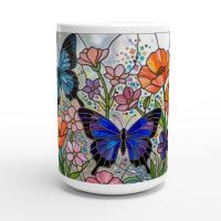 Set of Big Mugs, Butterfly Cup Set, Large 15 oz Matching Cups