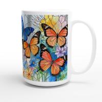 Set of Big Mugs, Butterfly Cup Set, Large 15 oz Matching Cups