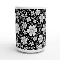 Set of Big Mugs, Floral Cup Set, Large 15 oz Matching Cups