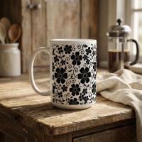 Set of Big Mugs, Floral Cup Set, Large 15 oz Matching Cups