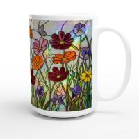 Set of Big Mugs, Floral Cup Set, Large 15 oz Matching Cups