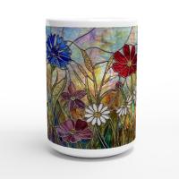 Set of Big Mugs, Floral Cup Set, Large 15 oz Matching Cups