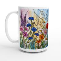 Set of Big Mugs, Floral Cup Set, Large 15 oz Matching Cups
