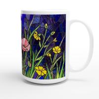 Set of Big Mugs, Floral Cup Set, Large 15 oz Matching Cups