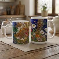 Floral Cups -  Large and Small Ceramic Mugs