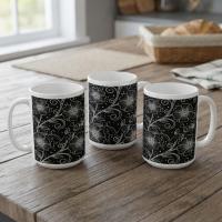 Set of Big Mugs, Floral Cup Set, Large 15 oz Matching Cups
