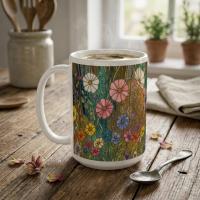 Floral Cups -  Large and Small Ceramic Mugs