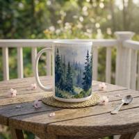 Forest Cups Set -  Large and Small Ceramic Mugs