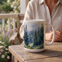 Forest Cups Set -  Large and Small Ceramic Mugs