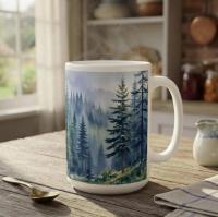 Forest Cups Set -  Large and Small Ceramic Mugs
