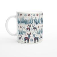 Christmas Mug, Reindeer, Large and Small Mug Set