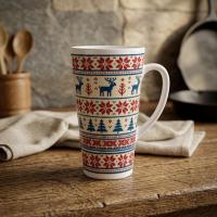 Christmas Mugs, Latte 17oz Ceramic Mug - Coffee or Tea Cup, Extra Tall