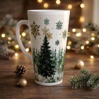 Christmas Mugs, Latte 17oz Ceramic Mug - Coffee or Tea Cup, Extra Tall