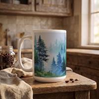 Set of Big Mugs, Forest Cup Set, Large 15 oz Matching Cups