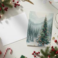 Holiday Greeting Cards, 3 Pack, Christmas Trees, Bulk Set of Gift Cards