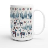 Christmas Mug, Reindeer, Large and Small Mug Set