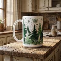 Holiday Cups - Large and Small Mugs Set - Christmas Trees