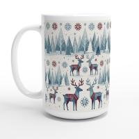Set of Big Mugs, Christmas Mugs, Reindeer, Large 15 oz Matching Cups