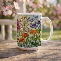 Set of Big Mugs, Floral Cup Set, Large 15 oz Matching Cups