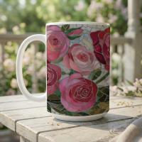 Roses- Floral Cups -  Large and Small Ceramic Mugs