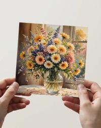 Flowers - Original Art Card - Single Card or Bulk 10 Pack of Gift Cards