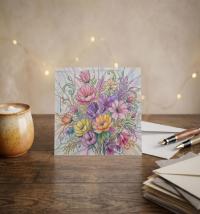 Flowers - Original Art Card - Single Card or Bulk 10 Pack of Gift Cards