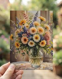 Flowers - Original Art Card - Single Card or Bulk 10 Pack of Gift Cards
