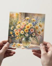 Flowers - Original Art Card - Single Card or Bulk 10 Pack of Gift Cards