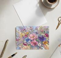 Flowers - Original Art Card - Single Card or Bulk 10 Pack of Gift Cards