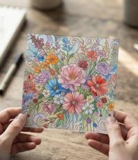 Flowers - Original Art Card - Single Card or Bulk 10 Pack of Gift Cards