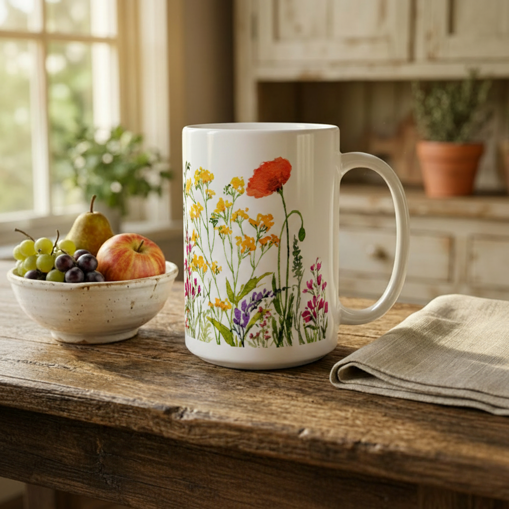 Floral Cups -  Large and Small Ceramic Mugs