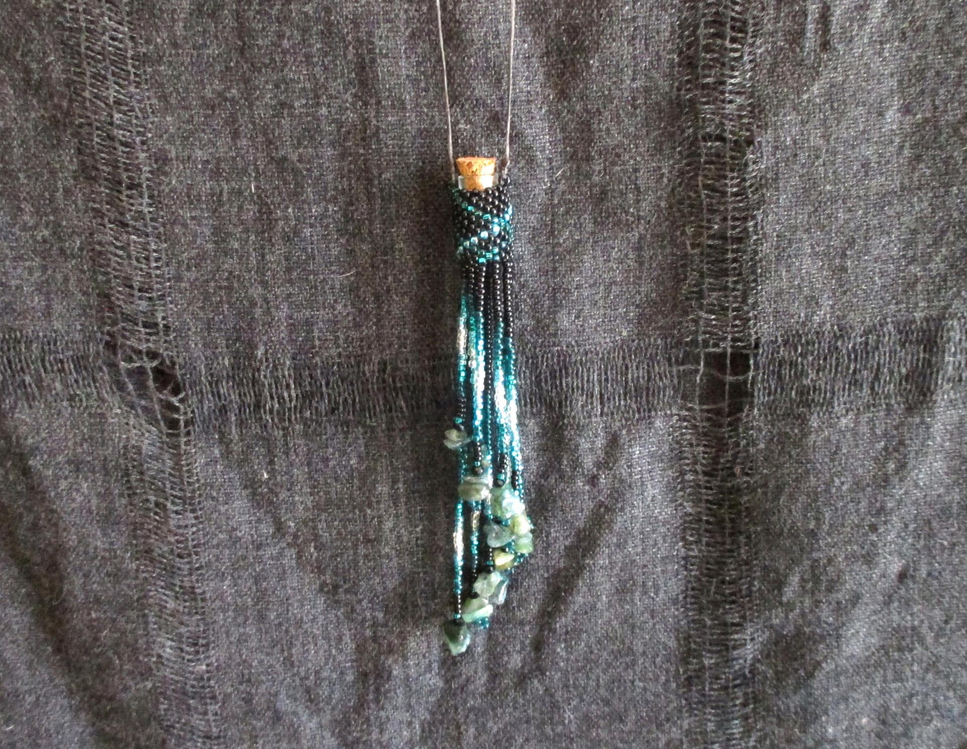 Bead Wrapped Tiny Jar Necklace