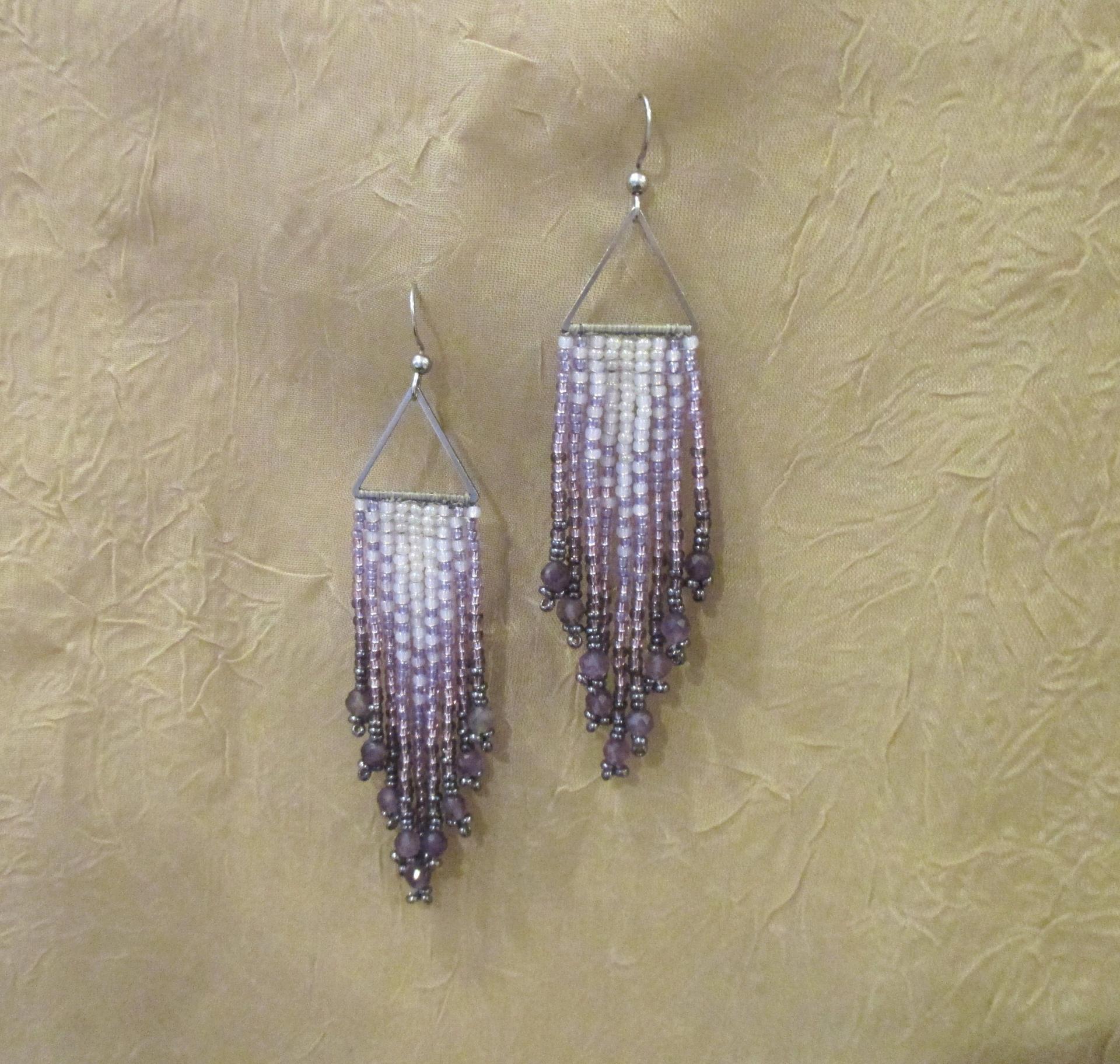 Beaded Fringe Earrings with faceted gemstones