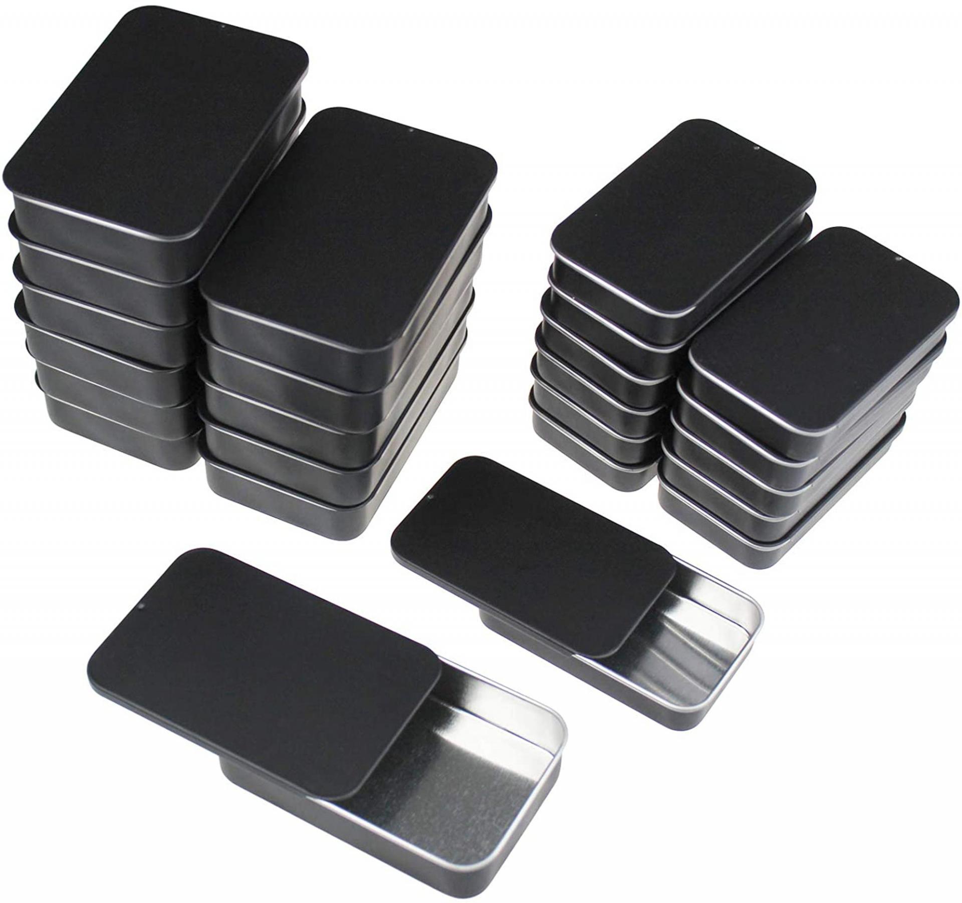 Black Slider Tins, Slide Lid Tin Containers, multiple sizes - Craft Tin, Stash Container, Black Tin