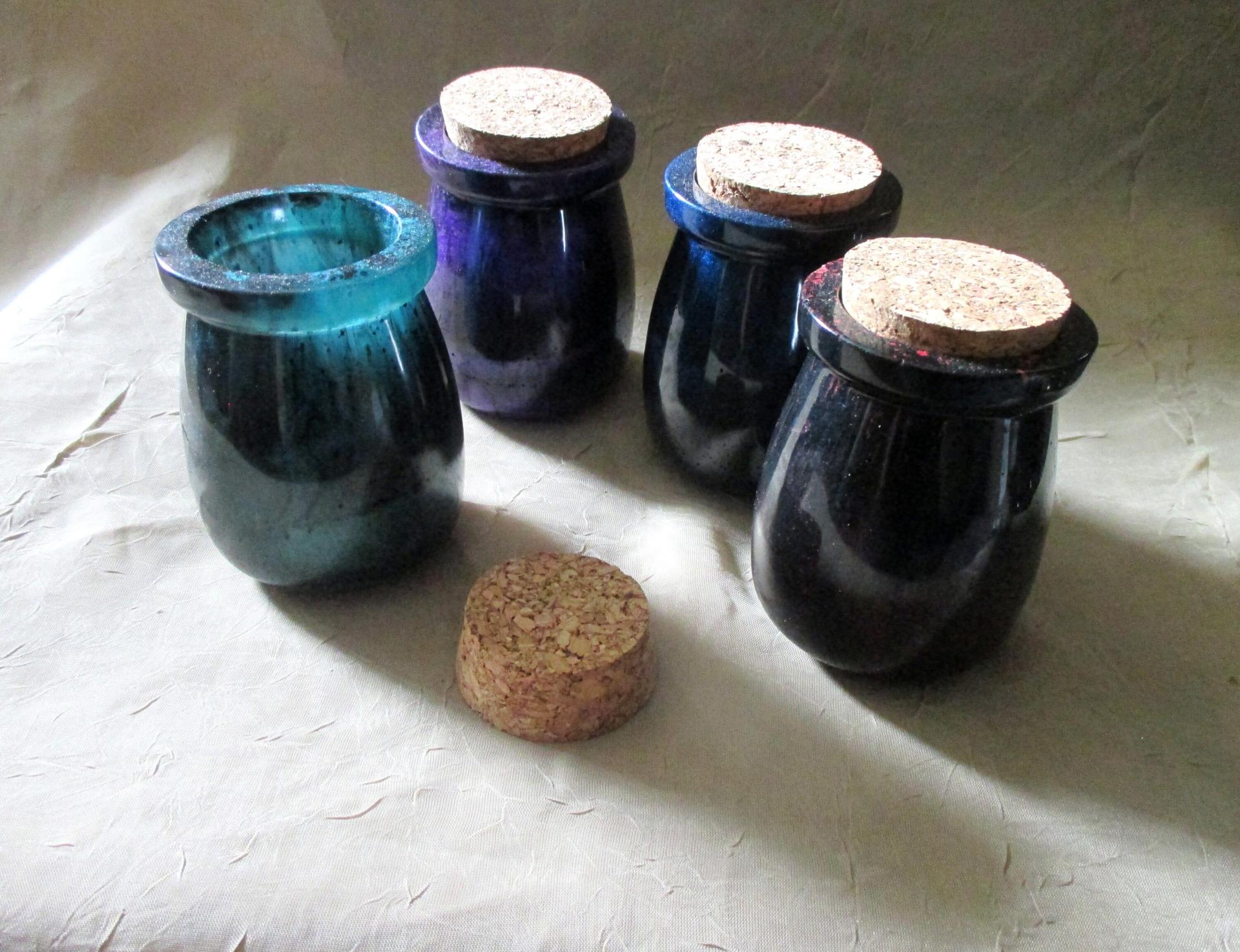 Handmade Jars with Cork - Resin Art - Stash Jar