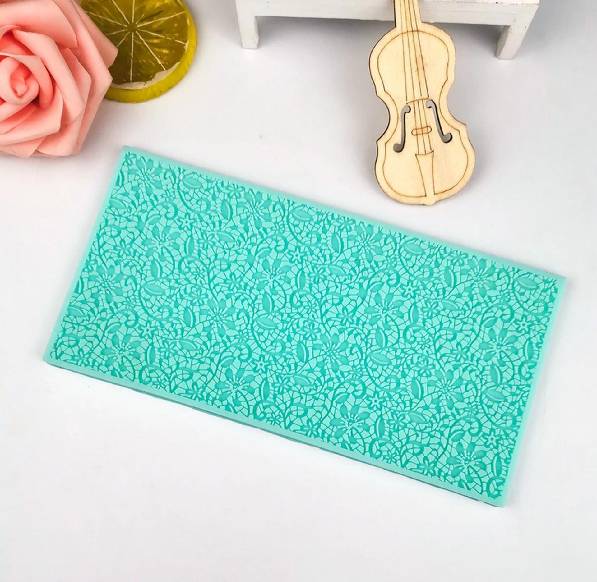 Silicone Floral Lace Mat Mold - Texture Stamp, Embossing Stamp - for use with Clay, Casting, for Soap, or Baking