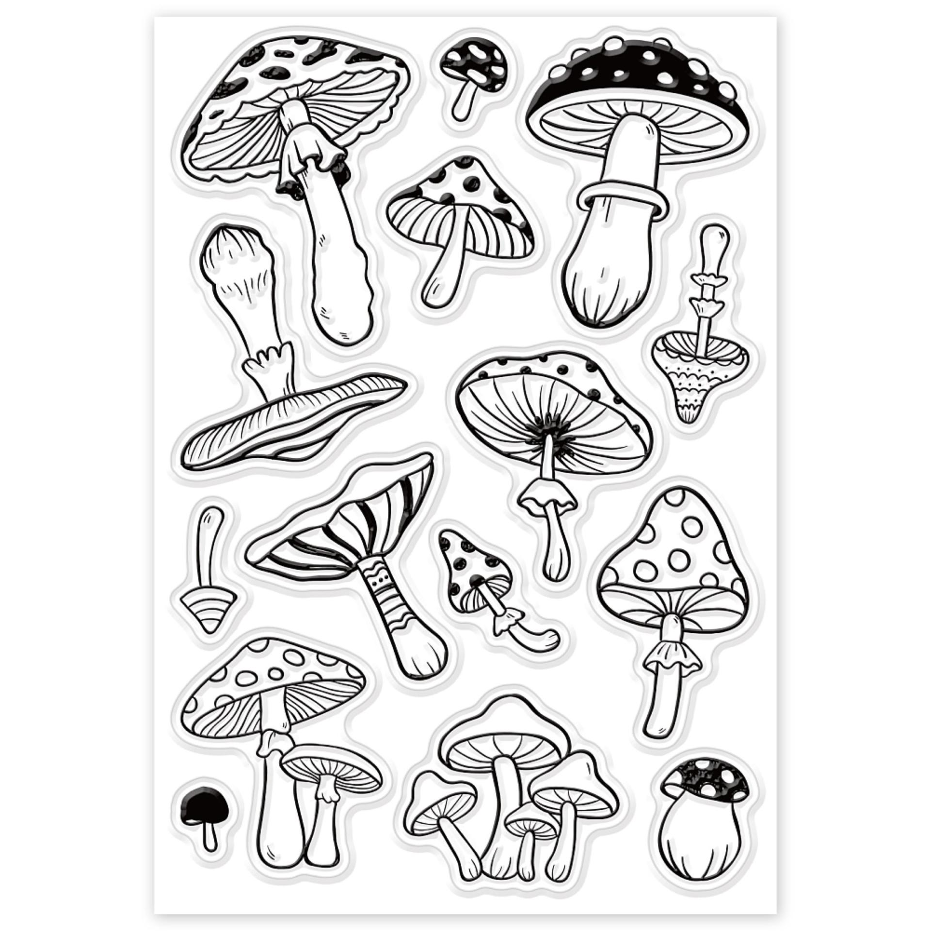 Mushroom Stamp - Silicone Cling Stamp - Texture Embossing Stamp