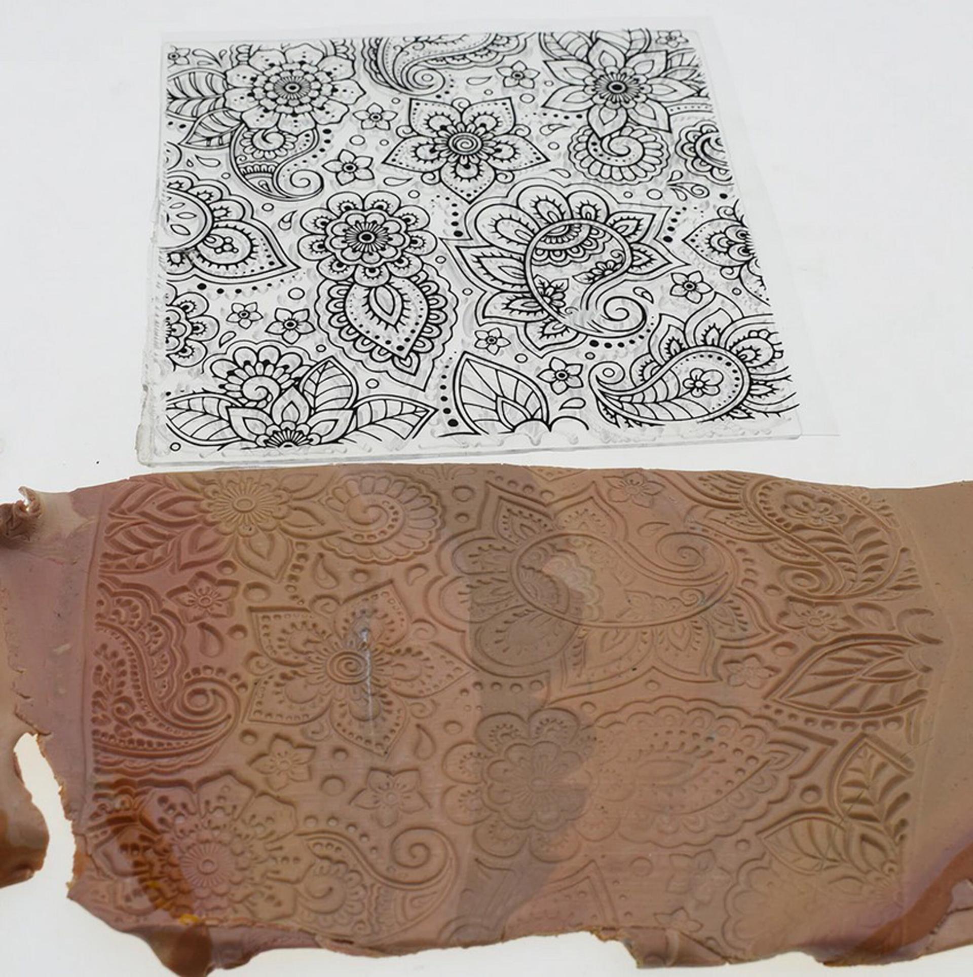 Paisley Mat Mold and Stamp - Texture for Clay, Polymer Clay, Resin and casting - Silicone Cling Stamp