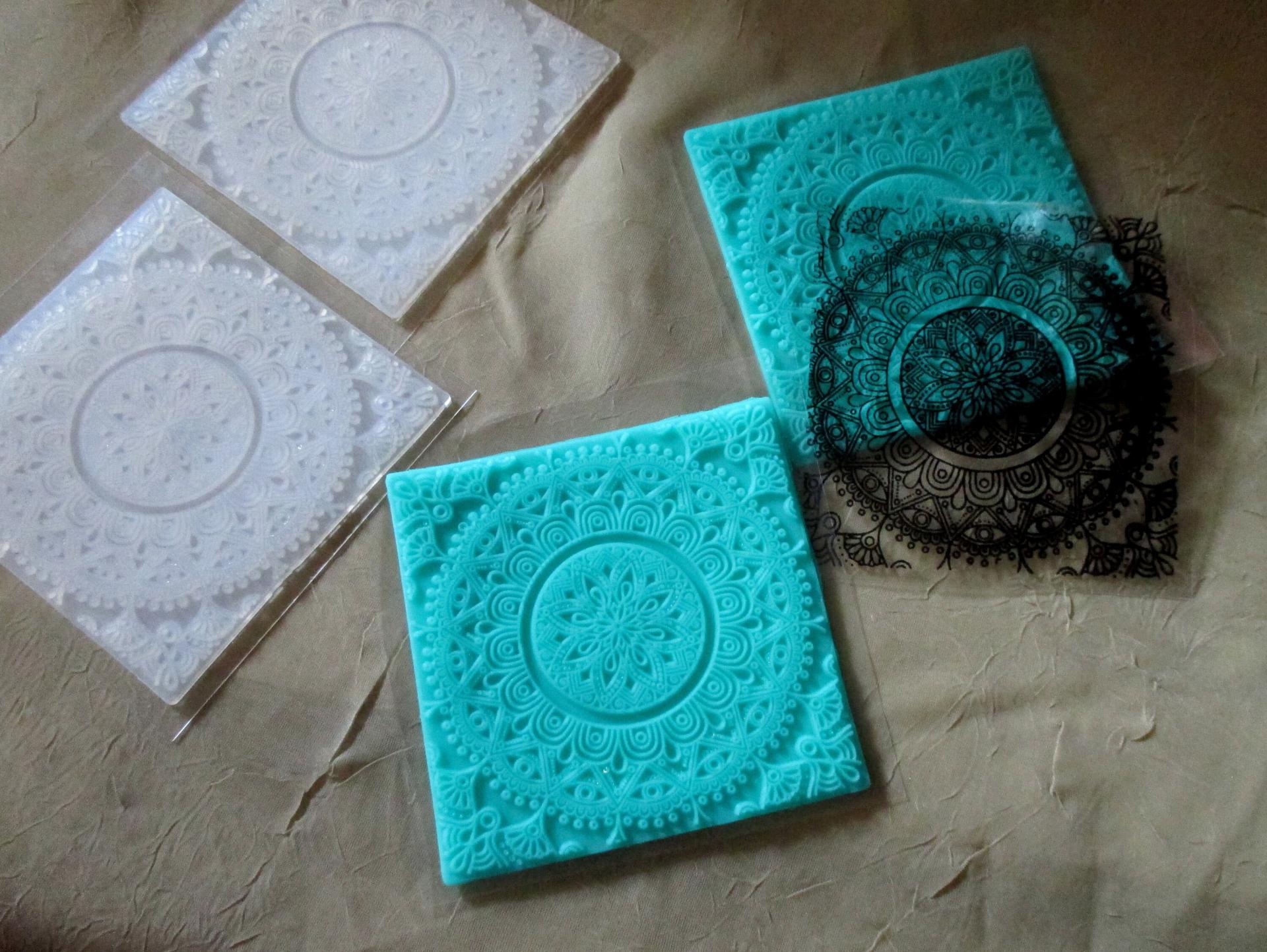 Mat Mold and Stamp - Mandala - Texture for Clay, Polymer Clay, Resin and casting - Silicone Cling Stamp